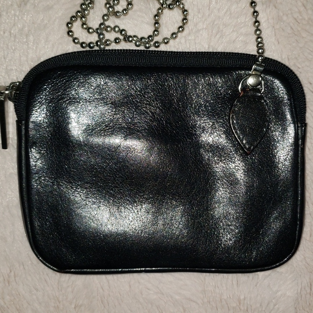 HOBO BRAND- Black Leather Small Crossbody with Chain Strap - Picture 4 of 7
